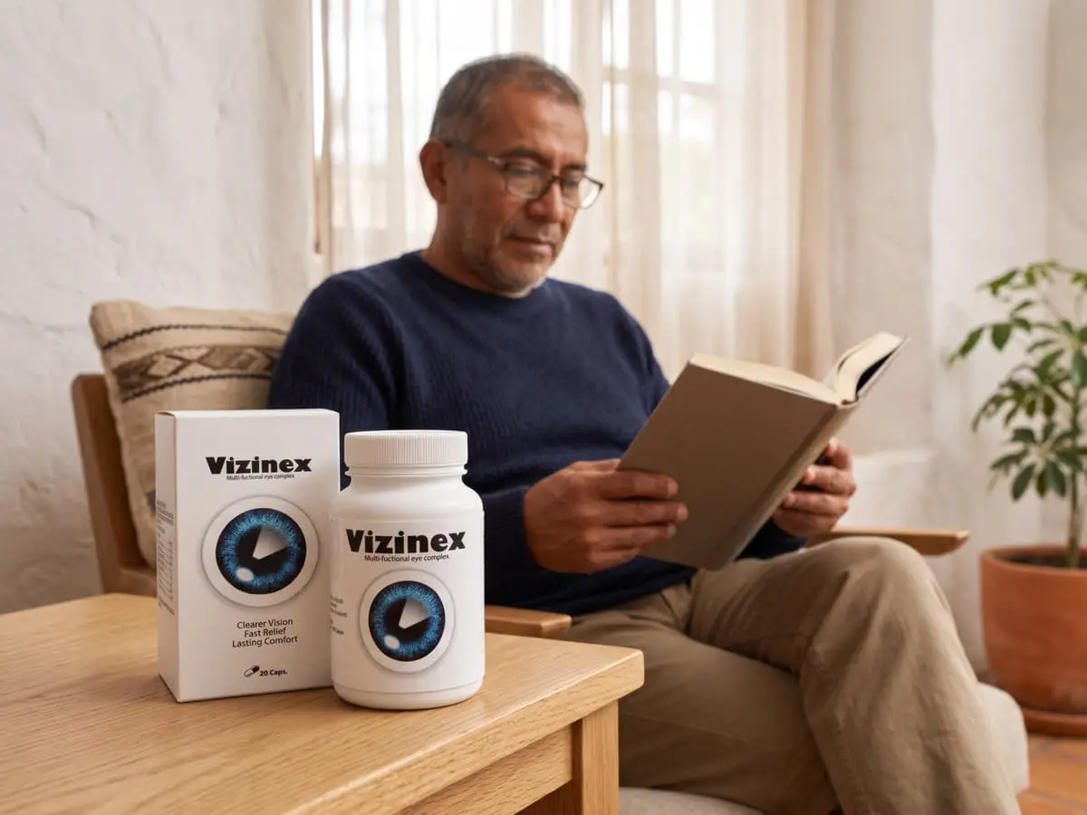 Vizinex México: hombre leyendo en la sala con Vizinex sobre la mesa